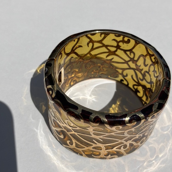 Angelique de Paris Gold over Sterling Silver & Resin Wide Bangle Bracelet - Picture 2 of 11